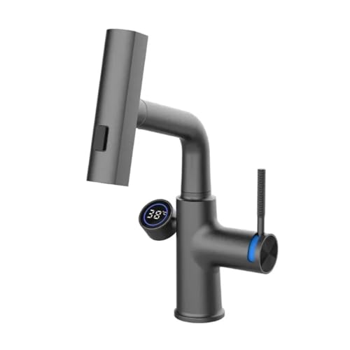 Grifo de lavabo elevable para un baño moderno y funcional en gris oscuro 2
