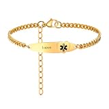 Lupus SOS Customised Medical Alert Heart Charm Link Bracelet for Women,Adjustable Rolo Chain Medical Alert Bracelet Monitoring for Her with Medic Wallet Insert Card