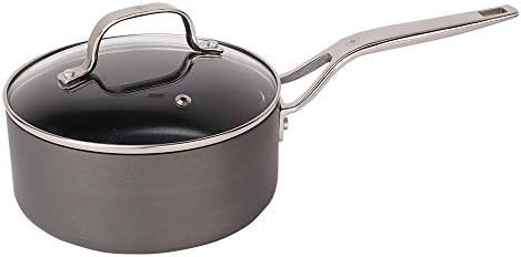 Swiss Diamond Hard Anodized Induction Compatible 3 Quart Saucepan with Lid - Oven and Dishwasher Safe Nonstick Cooking Pot (8 inch) Gray