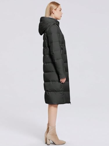 Women's Long Puffer Jacket Casual Zip Up Quilted Hooded Thickened Warm Winter Padded Down Coat Outerwear3