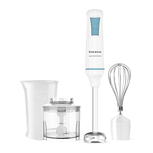Taurus – Batidora de Mano Robot 1000 Plus Inox, 2 velocidades + Turbo, Cuchillas Inox, Campana...