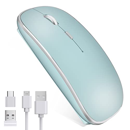 Mouse Inalámbrico,Leolee Ratón Recargable Wireless 2.4G Ergonómico óptico Silencioso Click con Receptor USB y Tipo-c Adaptador 3(1000/1200/1600)Ajustable...