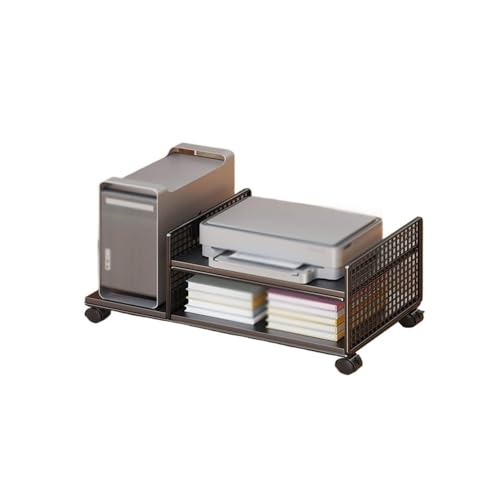 Soporte para torre de computadora CPU con ruedas de bloqueo, estante para impresora, estante multifuncional de almacenamiento rodante para escritorio (Negro) miniatura 1