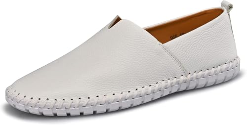 Men's Leather Loafers Slip-in, Soft and Breathable, Hand-Stitched, Stylish Casual Shoes, Light Driving Dress Shoes