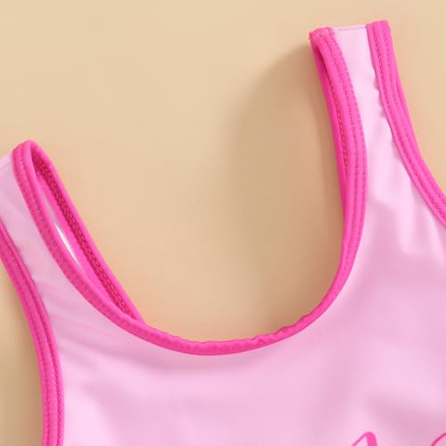 Yccutest Toddler Girl Vest Swimsuit Infant Girl Pink One Piece Bathing Suit Baby Girls' Swimwear U-Neck Summer Beach Romper3