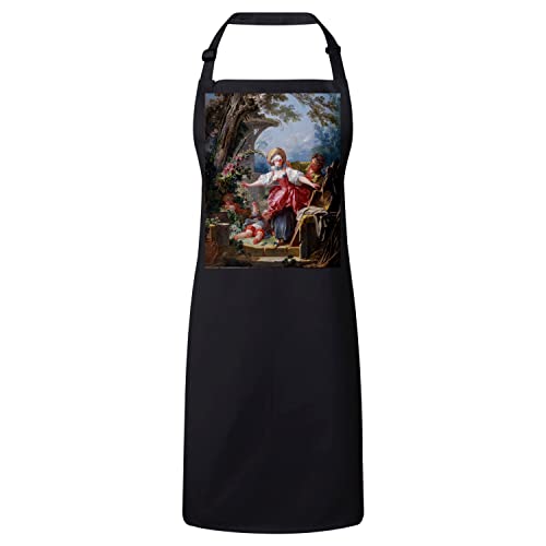 Tablier noir Fragonard Rococo en tissu premium pour passionnés de cuisine artistique