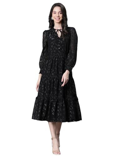 Image of oxolloxo Women's Polyester Empire Waist Knee-Length Dress