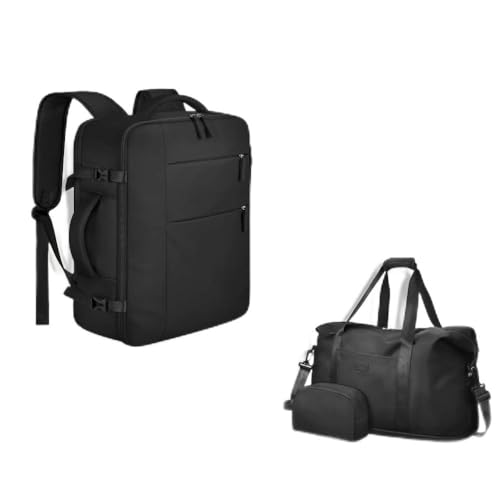 20L Black Travel Backpack (15.6 inch)+Matching Expandable Travel bag(20 inch)