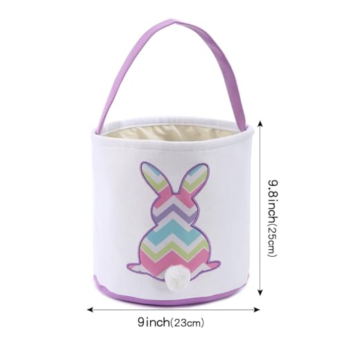 Image of 3 Pack Easter Bunny Baskets,Canvas Personalized Easter Bunny Baskets Bucket Tote Gifts Bags,Easter Egg Hunt Easter Party Favors Decoration Toys for Girls Boys (3 Pack)