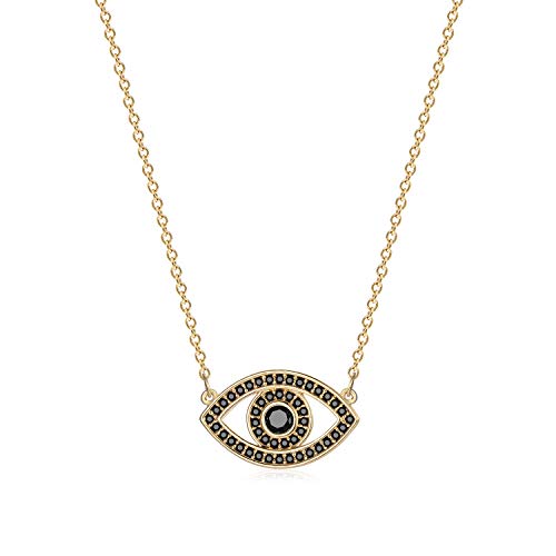 MYEARS Women Evil Eye Necklace Gold Pendant Black Diamond CZ Pave 14K Gold Filled Chain Dianty Boho Beach Simple Handmade Jewelry Gift