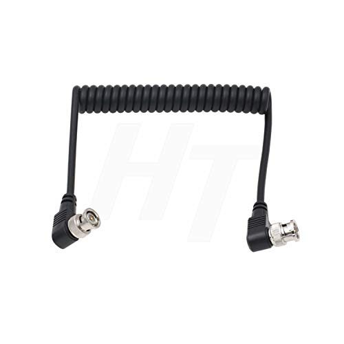 Câble coaxial HD SDI en spirale HangTon à angle droit BNC pour moniteur de caméra de reportage