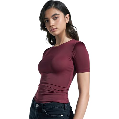 Image of SIGHTBOMB Seamless Ultra Soft Round Neck 'Double Layer' Short Sleeve Medium Compression Active WEAR /Casual WEAR Front Support Afford LUX Cuddle TEE