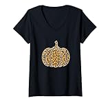 Photo Gallery donna halloween zucca leopardo stampa divertente halloween autunno autunno maglietta con collo a v Photo Gallery donna halloween zucca leopardo stampa divertente halloween autunno autunno maglietta con collo a v