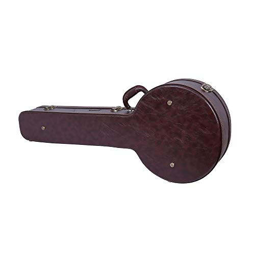 Image of Crossrock Wooden Banjo Case fits 5-String Resonator styles of Banjos- Stainless Steel Latches, Sponge Lining, Storage Space-Vintage Brown (CRW600BJBR)