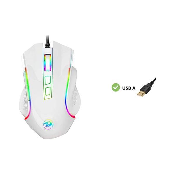 Redragon M602 RGB Wired Gaming Mouse RGB Spectrum Backlit Ergonomic Mouse Griffin Programmable with 8 Backlight Modes, Up to 7200 DPI for Windows PC Gamers (White): M602-W White