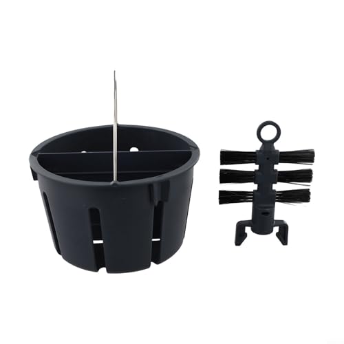 Cesta de drenaje para Thermomix TM7 para TM6 para TM5, inserto de cuenco de colador de limpieza ABS, accesorio de cocina gris compacto de 17,5 cm con cepillo para un fácil lavado