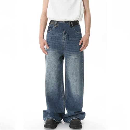Men's Casual Solid Color High Waist Baggy Jeans Fashion Wash Straight Wide Leg Denim3