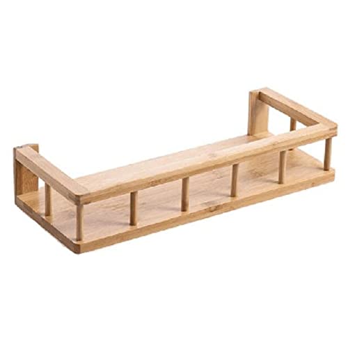 Exquisitos estantes de baño, carrito de ducha, estante de especias, madera de bambú, baño, cocina, estante de almacenamiento de pared, sin perforaciones, para colgar en la pared, condimento, organizad