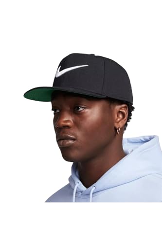 NIKE Adjustable Baseball Cap, Black, White Swoosh Logo, Size L/XL