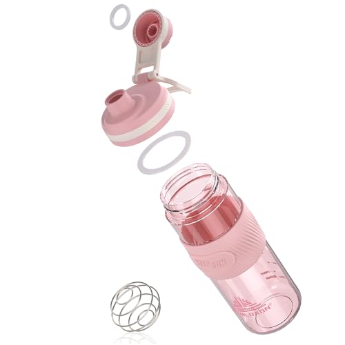 PZMLOASN Protein Shaker,shaker für eiweiß- & sportgetränke- für super cremige Fitness Eiweiß Shaker,shaker proteinshake 650ml - Langlebiger, Auslaufsicherer, gym shaker BPA-frei (Rosa, 650ML)