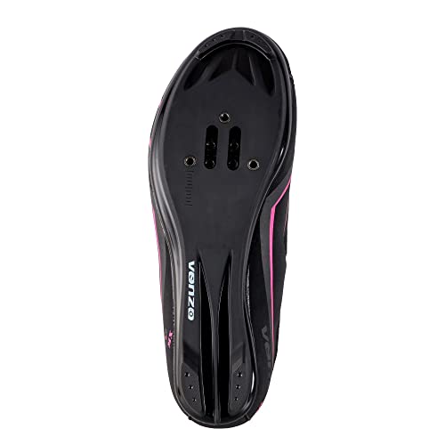 Venzo Bike Bicycle Women\'s Ladies Cycling Riding Shoes - Compatible with Peloton, for for Shimano SPD & Look ARC Delta - Perfect for Indoor Exercise Bikes & Road Racing - with Look Delta Cleats - Size - Thumbnail 3