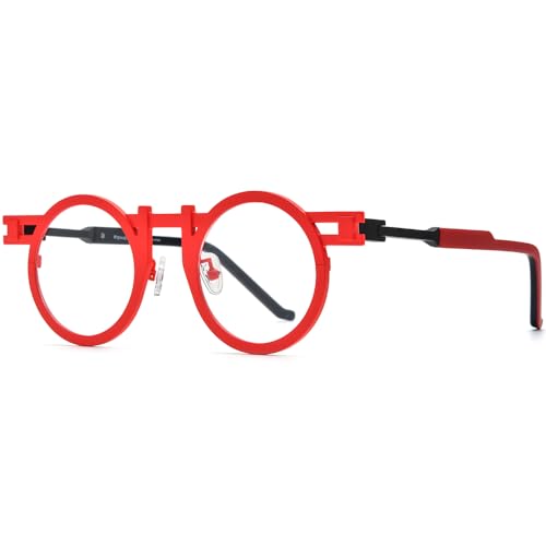Image of FONEX Colorful Pure Titanium Glasses Frame Women Retro Round Eyeglasses Eyewear F85833