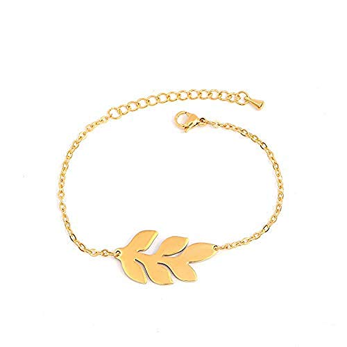 Preisvergleich Produktbild CKAWM Armband Frauen Armband Persönlichkeit Edelstahl Blatt Armband Legierung Schmuck