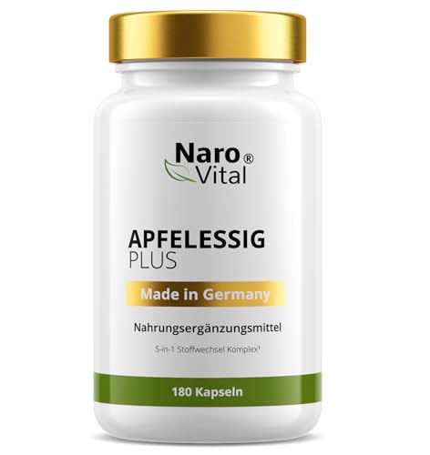 Apfelessig Komplex Kapseln hochdosiert - 1500 mg Apfelessig pro Tagesportion - 180 vegane Kapseln - Apple cider vinegar Stoffwechsel¹