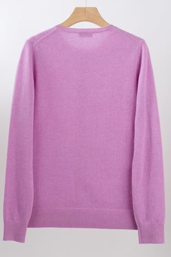 Image of JENNIE LIU Women's 100% Cashmere Button Front Long Sleeve Crewneck Cardigan Sweater
