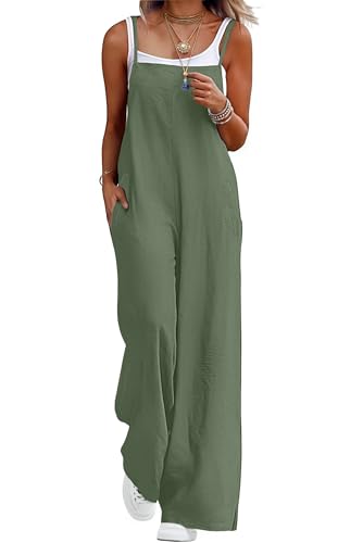 Lepunuo Womens Jumpsuits Casual Overalls Women Boho Rompers for Curvy Women Summer Grils Wide Leg Jumpsuit with Pockets
