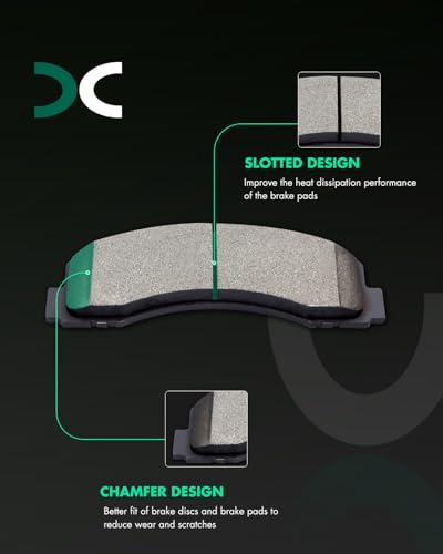 Image of SCITOO D1414 D1279 Rear Disc Brake Pads Set For Ford For Expedition 2010-17 | Front Rear Semi-Metal Disc Brake Pads Set 8PCS w /Hardware For Lincoln For Navigator 2010 2011 2012 2013 2014 2015 2016 2017