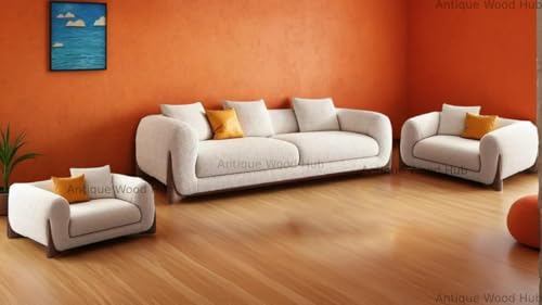 Image of Classic 3+1+1= 5 Seater Sofa Set Luxury Chesterfield Modern Fahionalable Sleeper Sofa for Living Room, Dining Room, (3+1+1 Seater Sofa-Off-White Boucle Fabric)