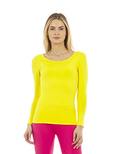 Thermajane Women's Ultra Soft Scoop Neck Thermal Underwear Shirt Long Johns Top