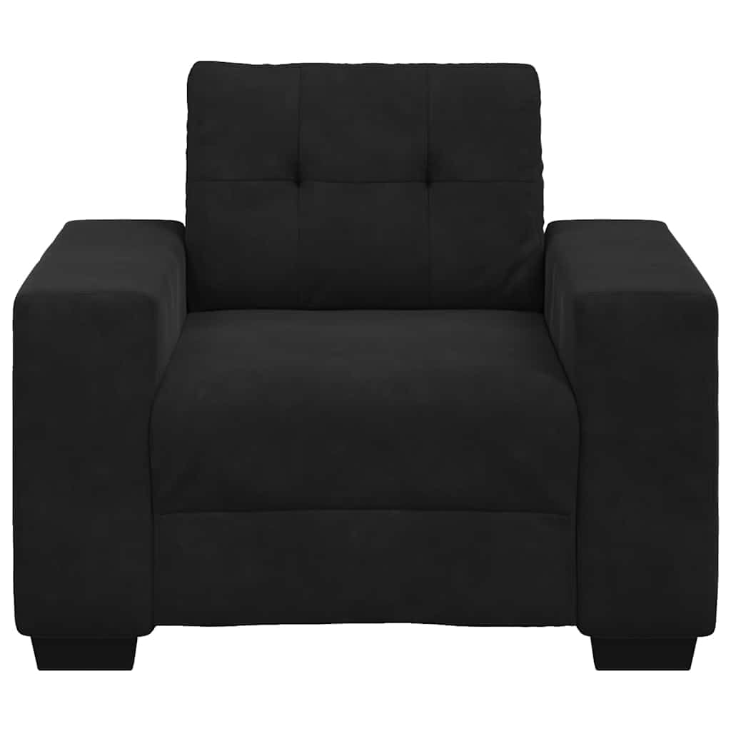 Fotel czarny, 100 x 78 x 80 cm, aksamit z wyściółką z pianki i wytrzymałym stelażem ze sklejki, funkcja relaksu do salonu, sypialni, pokoju gościnnego, zajmuje mało miejsca i jest wygodny