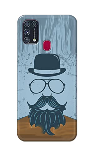 Image of PRINTFIDAA Mustache Beard and Hairstyle Hipster in Glasses Printed Designer Hard Case for Samsung Galaxy M31 / Samsung F41 / Samsung M21s / Samsung M31 Prime Back Cover -(e) RPM1002