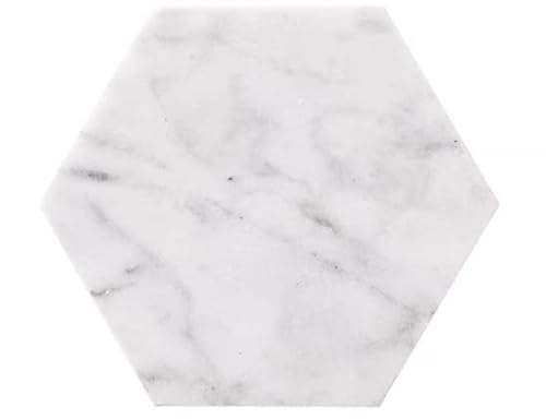 (pont du monde) コースター 大理石 おしゃれ 北欧風 エレガント 洗える (2個セット 白色 六角形)