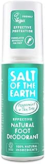 Salt Of the Earth Natural Foot Deodorant Spray, Cooling Menthol, Vegan, Long Lasting Protection, Not Tested on Animals, Paraben Free, Made in the UK, Peppermint & Tea Tree, 100 ml