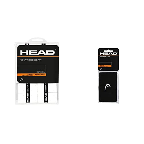 HEAD 12 Xtremesoft accesorio de tenis blanco y muñequera de 5 pulgadas negra para adultos unisex