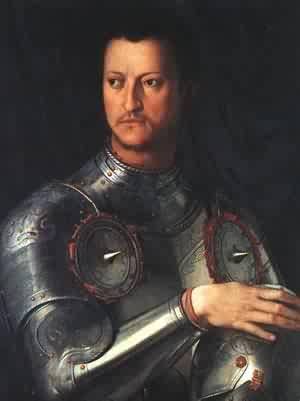 Peinture à l'huile de Cosimo I De Medici en armure, toile de maître de 30x40 cm
