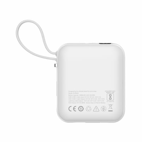 Image of TKONE Trek Mini 10000mAh Power Bank with Built-in Type-C & Lightning Cable, 22.5W Fast Charging, LED Digital Display, Compact Portable Power Bank for iPhone, Samsung, Android Devices & Tablets