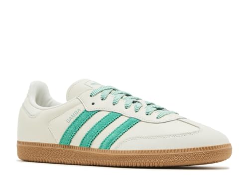 Image of adidas Originals Samba OG Womens Sneaker, Off White /Court Green /Hazy Green, Size 5