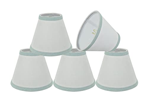 Aspen Creative 32044-5A - Juego de 5 pantallas de lámpara de araña con clip de tapa dura pequeña (5 unidades), diseño de transición en blanco, ancho inferior de 6 pulgadas (3 x 6 x 5 pulgadas)