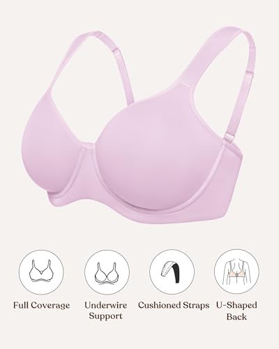 Image of HSIA Bras for Women Minimizer Full Coverage, Plus Size T Shirt Unlined Underwire Smooth Bra, Seamless Cups Joan Ultimate Soft