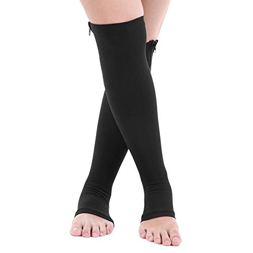 Compression Socks, Unisex Varicose Vein Stockings for Relieve Fatigue, Promote Blood Circulation, Veins Compression Sports Calf Knee Support Varicose Relief Socks(L/XL -black)
