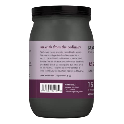 Paromi Earl Grey Organic Black Tea, Signature Jar, 15 Count #TOP2