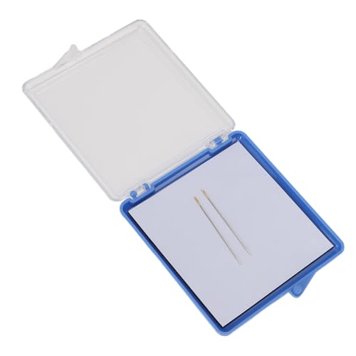 Cuofyunl estojo magnético para agulha de costura, capa transparente, organizador de pinos de tricô, caixa de armazenamento de plástico com 2 agulhas (Azul)