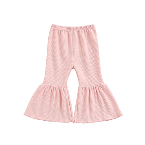 Toddler Bell Bottoms Baby Girls Ruffle Leggings Bell-Bottomed Flare Pants Trousers (I-Pink, 6-12 Months)