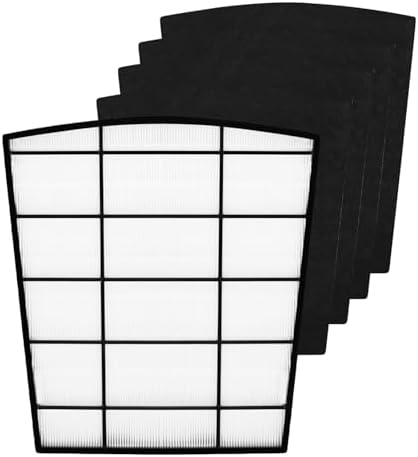 HP800 HEPA Replacement Filter Set Compatible with Hunter HP800 Multi Room Large Console Air Cleaner Purifier, Part Number H-HF800-VP H-PF800, 1 HEPA Filter 4 Carbon Pre-Filter - Thumbnail 2