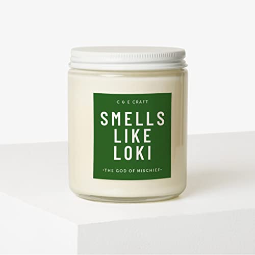 CE Craft - Smells Like Loki Scented Candle - Mahogany Teakwood Candle - Gift for Her, Celebrity Prayer Candle, Tom Hiddleston, Loki Gift