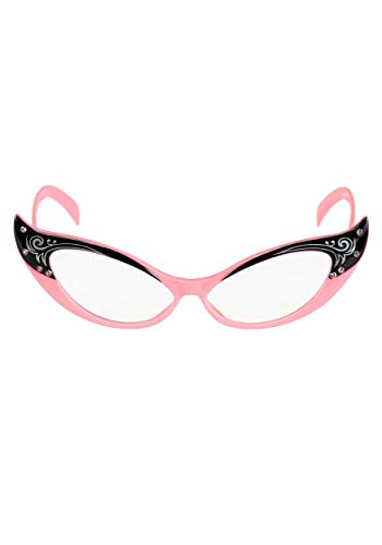 elope Vintage 50s Cat Eye Glasses Pink with Rhinestones